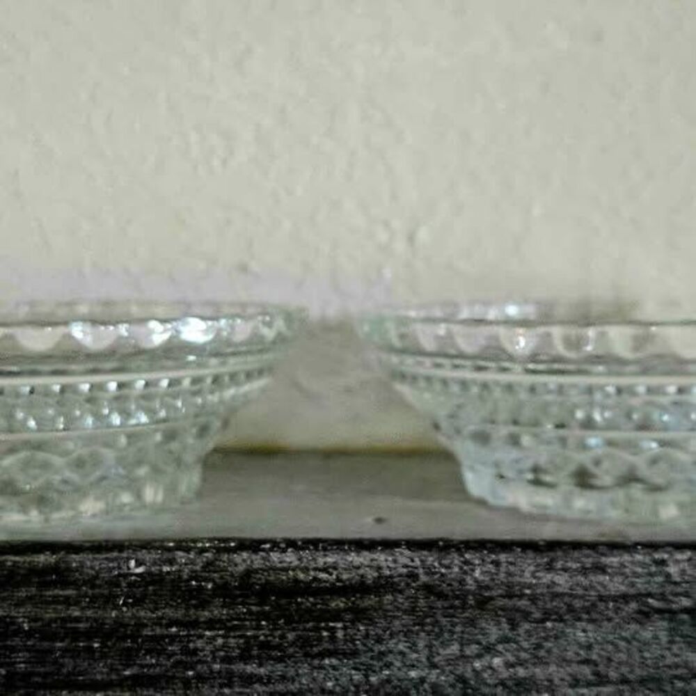 Set of 2 Vintage Anchor Hocking Wexford Clear Glass Fruit/Dessert Bowls